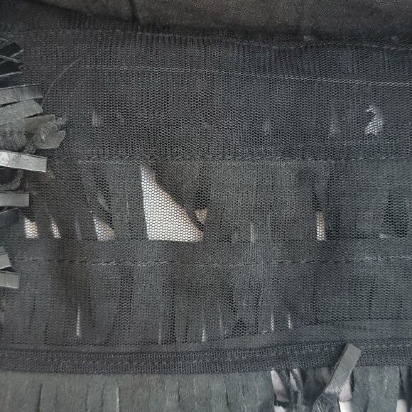 UNION of Angels Black Fringe Leather Mini Skirt size XS Club Party or Event Goto - Picture 8 of 10